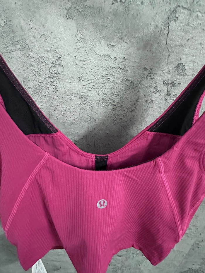 1:1 quality version V Neck Thin Strap Vertical Rib Built In Fixed Bra Pad Cropped Waist Open Back Camisole Tank Top 5 colors 29330357