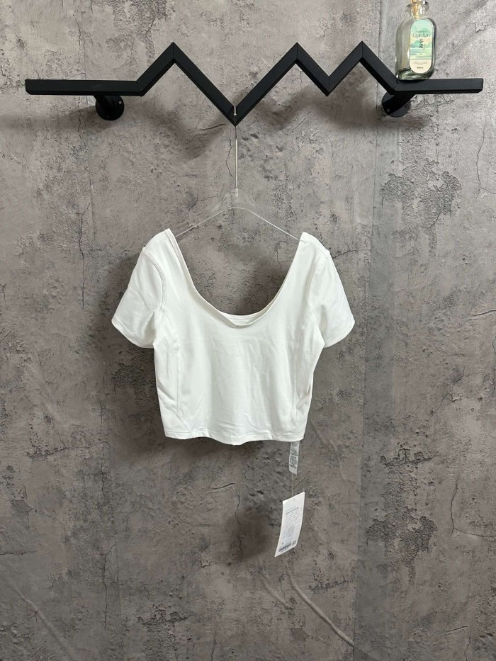 1:1 quality version Wide U Open Back V Neck Fitted Shoulder T-Shirt 2 colors 29330399