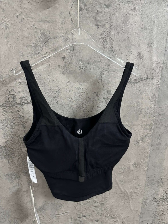 1:1 quality version V Neck Thin Strap Vertical Rib Built In Fixed Bra Pad Cropped Waist Open Back Camisole Tank Top 5 colors 29330357