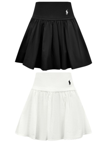 1:1 quality versionPony Rider Embroidery Even Gathered Flare Anti Exposure Lining Short A Line Puffy Mini Skirt 2 colors 29329399