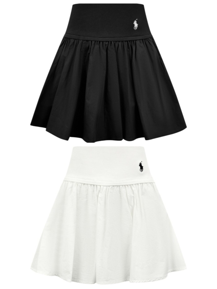 1:1 quality versionPony Rider Embroidery Even Gathered Flare Anti Exposure Lining Short A Line Puffy Mini Skirt 2 colors 29329399