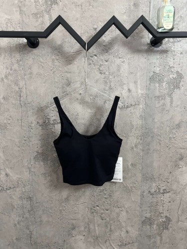 1:1 quality version V Neck Thin Strap Vertical Rib Built In Fixed Bra Pad Cropped Waist Open Back Camisole Tank Top 5 colors 29330357