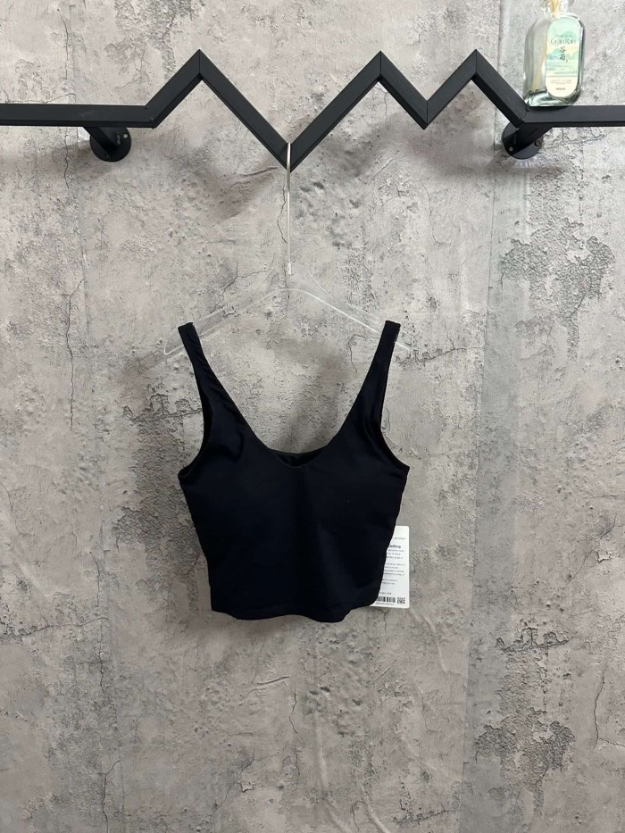1:1 quality version V Neck Thin Strap Vertical Rib Built In Fixed Bra Pad Cropped Waist Open Back Camisole Tank Top 5 colors 29330357