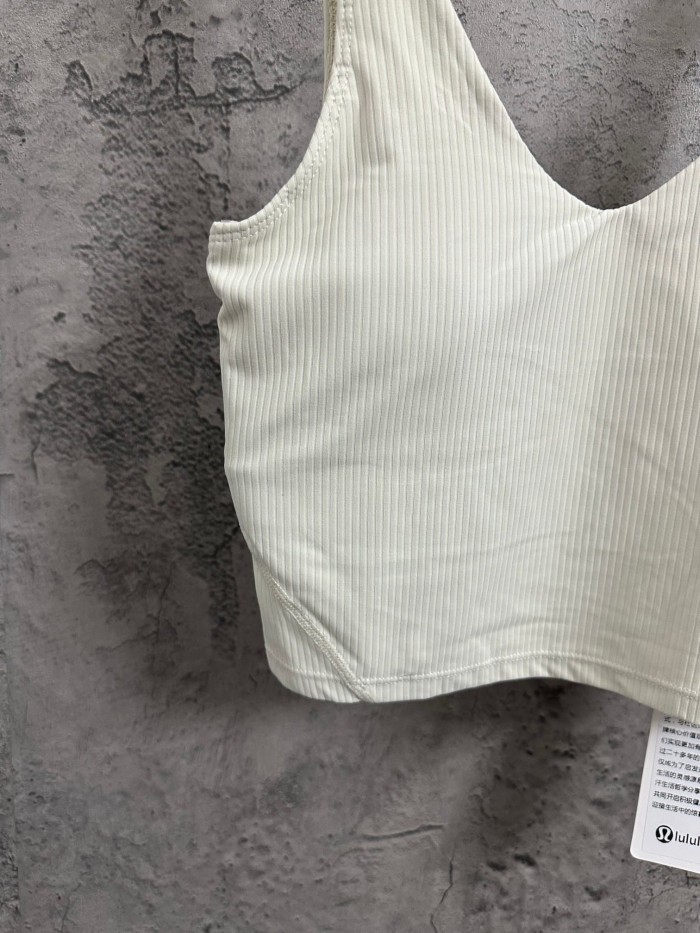 1:1 quality version V Neck Thin Strap Vertical Rib Built In Fixed Bra Pad Cropped Waist Open Back Camisole Tank Top 5 colors 29330357