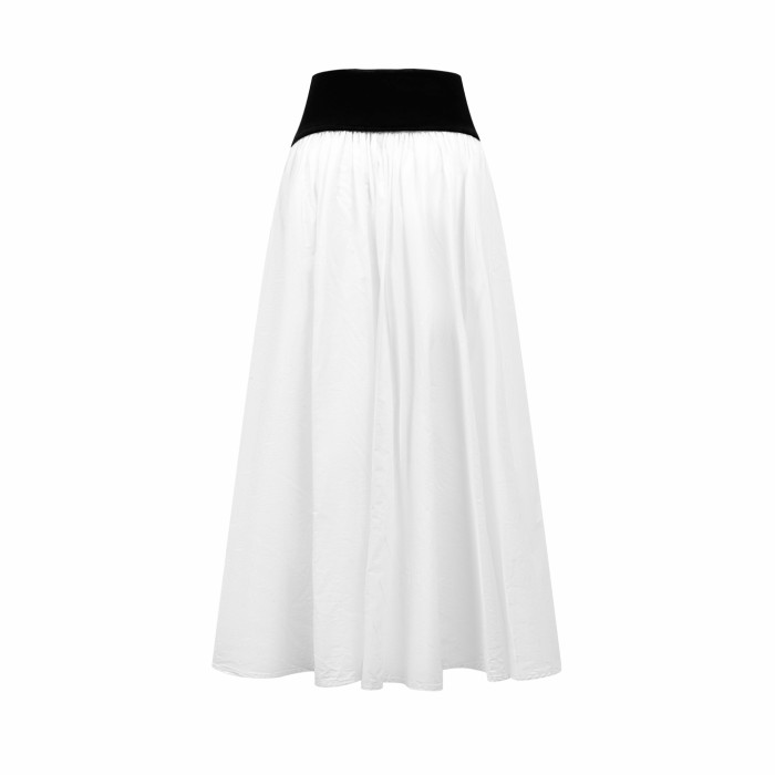 1:1 quality version Elastic Waist Pony Embroidery Pleated Flowy Mid Length A Line Umbrella Skirt 2 colors 29329368