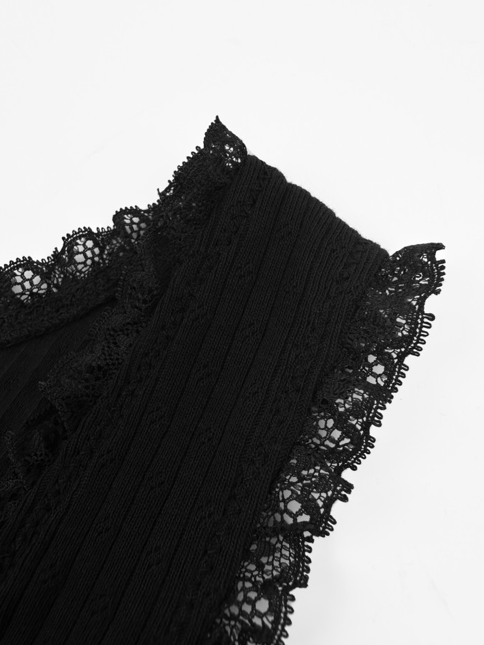 1:1 quality version U Square Neck Lace Ruffle Binding Vertical Rib Eyelet Jacquard Chest Woven Label Mini LogoTank Top 2 colors 29330300