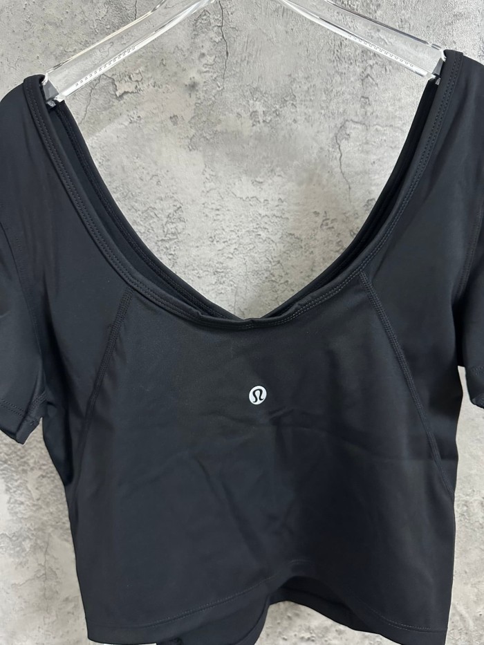 1:1 quality version Wide U Open Back V Neck Fitted Shoulder T-Shirt 2 colors 29330399
