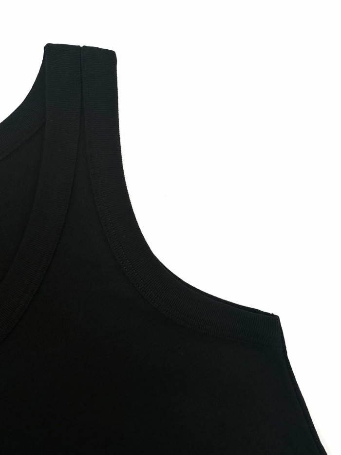 1:1 quality version Chest Metal Triangle Plate Vertical Rib Slim Cropped Tank Top 2 colors 29330349