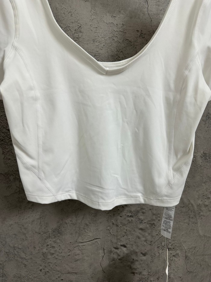 1:1 quality version Wide U Open Back V Neck Fitted Shoulder T-Shirt 2 colors 29330399