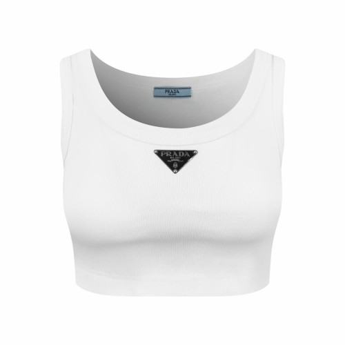 1:1 quality version Chest Metal Triangle Plate Vertical Rib Slim Cropped Tank Top 2 colors 29330349