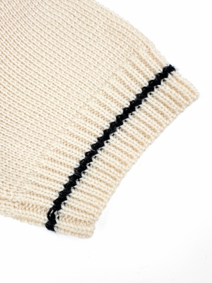 1:1 quality version Letter Five Point Star Jacquard Neck Cuff Hem Double Contrast Stripe Slim Cropped Knit T-shirt 2 colors 29330241