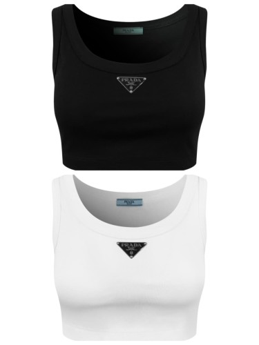 1:1 quality version Chest Metal Triangle Plate Vertical Rib Slim Cropped Tank Top 2 colors 29330349