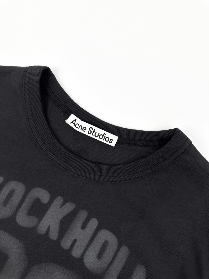 1:1 quality versionStockholm 96 Vintage Faded Gradient Letter Washed Distressed Cropped Slim Y2K Basic Short Sleeve Top T-shirt 2 colors 29330256