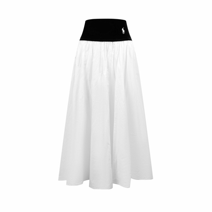1:1 quality version Elastic Waist Pony Embroidery Pleated Flowy Mid Length A Line Umbrella Skirt 2 colors 29329368