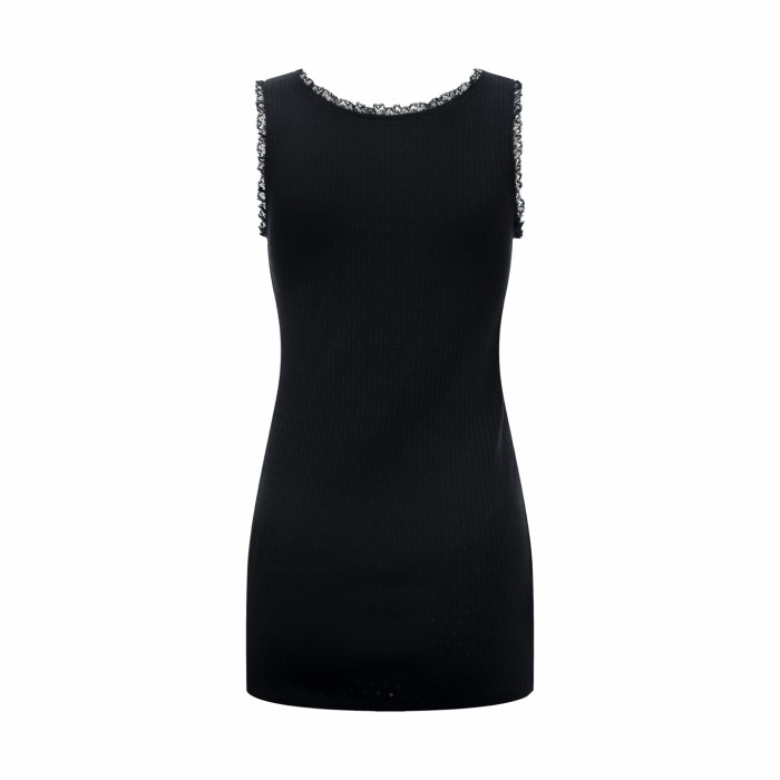1:1 quality version U Square Neck Lace Ruffle Binding Vertical Rib Eyelet Jacquard Chest Woven Label Mini LogoTank Top 2 colors 29330300