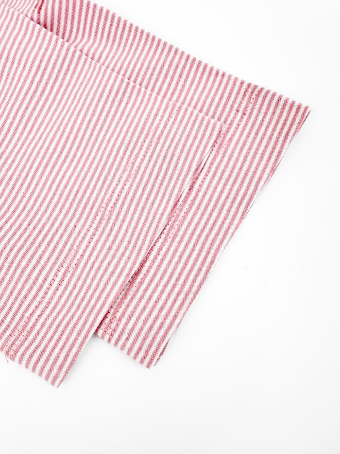 1:1 quality version Pink White Thin Horizontal Stripe Black Tag Letter Mini Logo Long Sleeve Base T-Shirt 29329420