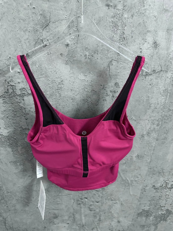 1:1 quality version V Neck Thin Strap Vertical Rib Built In Fixed Bra Pad Cropped Waist Open Back Camisole Tank Top 5 colors 29330357