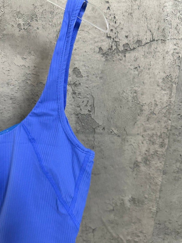 1:1 quality version V Neck Thin Strap Vertical Rib Built In Fixed Bra Pad Cropped Waist Open Back Camisole Tank Top 5 colors 29330357