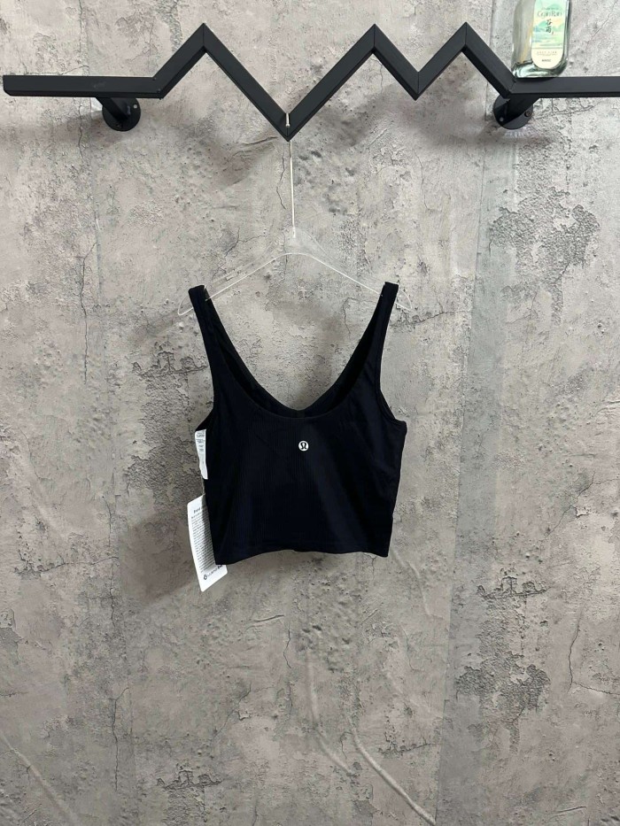 1:1 quality version V Neck Thin Strap Vertical Rib Built In Fixed Bra Pad Cropped Waist Open Back Camisole Tank Top 5 colors 29330357