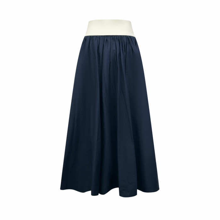 1:1 quality version Elastic Waist Pony Embroidery Pleated Flowy Mid Length A Line Umbrella Skirt 2 colors 29329368