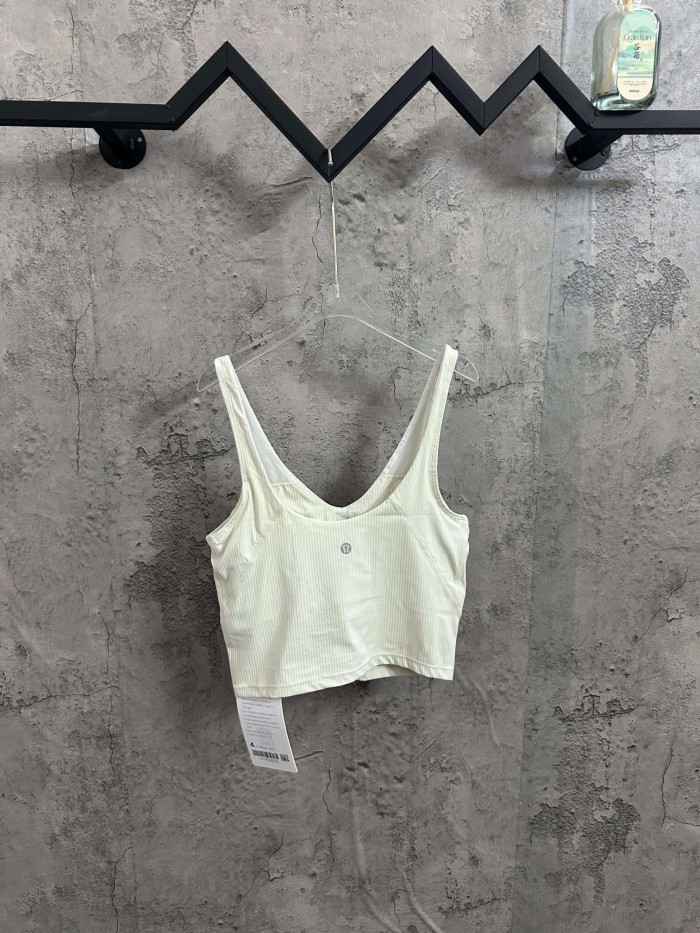 1:1 quality version V Neck Thin Strap Vertical Rib Built In Fixed Bra Pad Cropped Waist Open Back Camisole Tank Top 5 colors 29330357