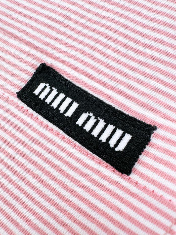 1:1 quality version Pink White Thin Horizontal Stripe Black Tag Letter Mini Logo Long Sleeve Base T-Shirt 29329420