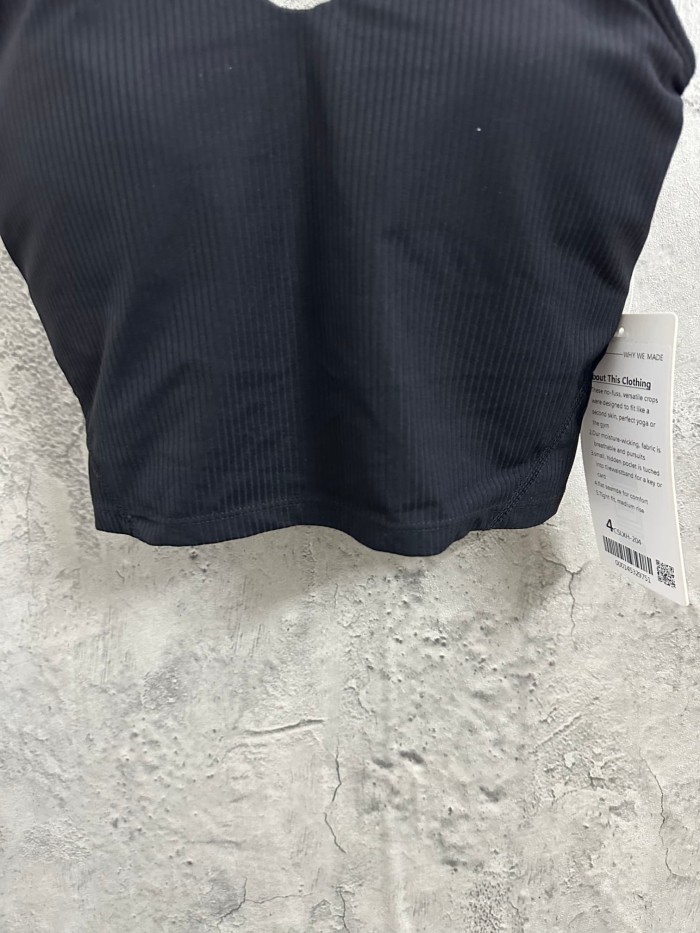 1:1 quality version V Neck Thin Strap Vertical Rib Built In Fixed Bra Pad Cropped Waist Open Back Camisole Tank Top 5 colors 29330357