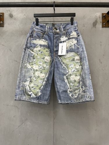 1:1 quality version Heavy Wash Bleach Torn Rip Fray Vintage Floral Lining Patch Baggy Loose Five Inch Denim Bermuda Shorts 29330260