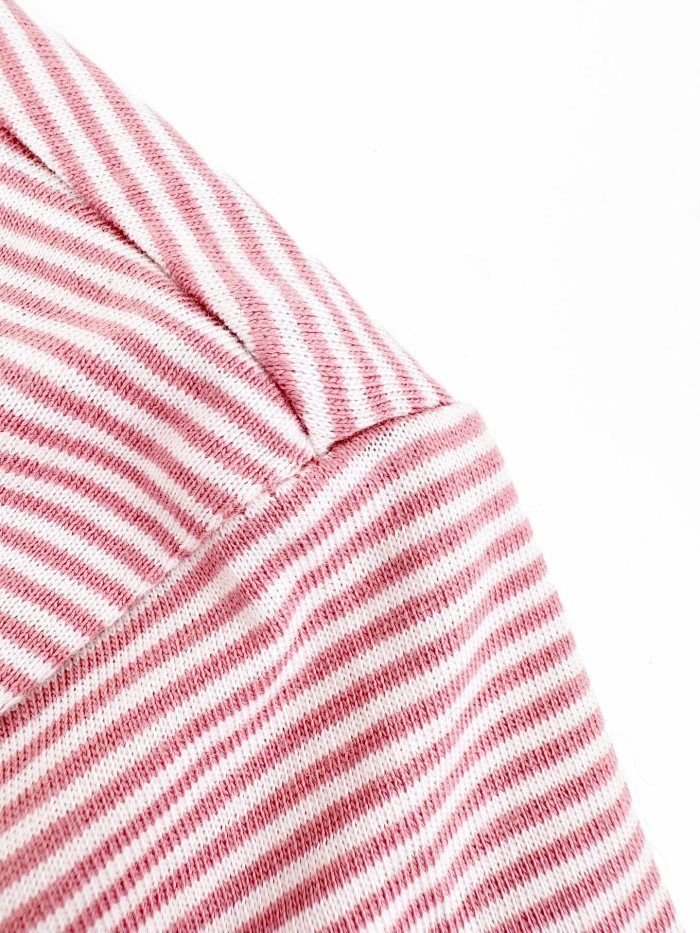 1:1 quality version Pink White Thin Horizontal Stripe Black Tag Letter Mini Logo Long Sleeve Base T-Shirt 29329420