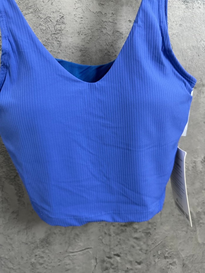 1:1 quality version V Neck Thin Strap Vertical Rib Built In Fixed Bra Pad Cropped Waist Open Back Camisole Tank Top 5 colors 29330357
