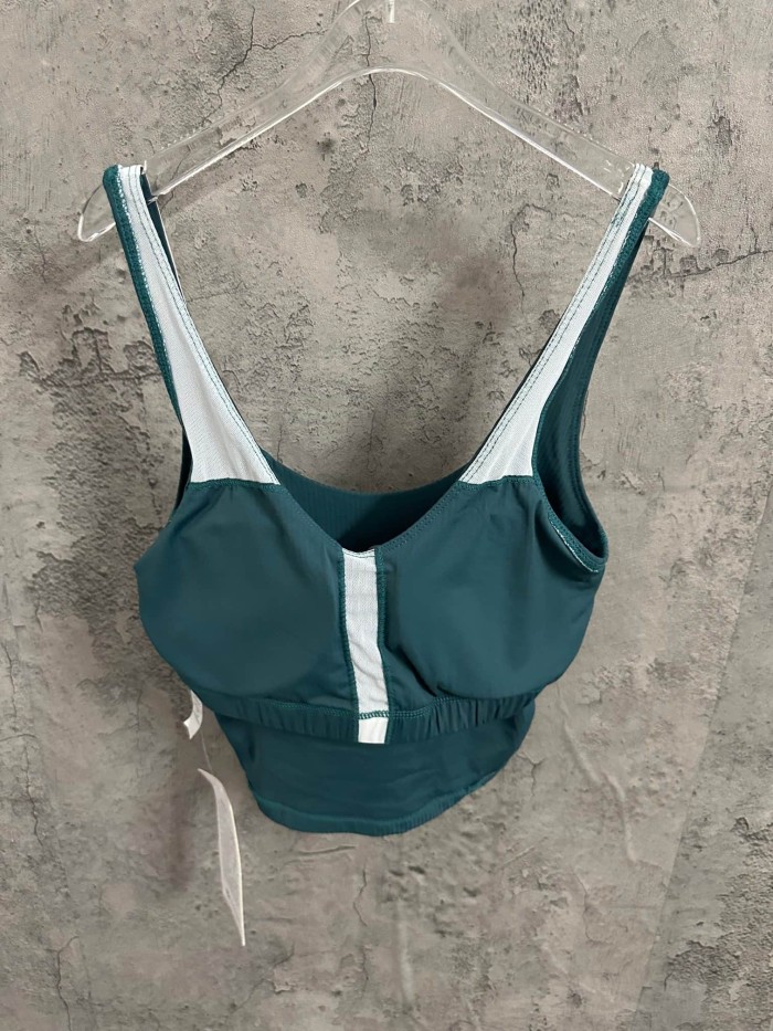 1:1 quality version V Neck Thin Strap Vertical Rib Built In Fixed Bra Pad Cropped Waist Open Back Camisole Tank Top 5 colors 29330357