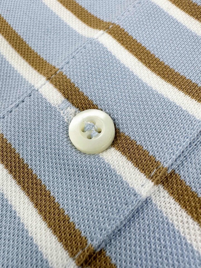 1:1 quality version Triangle Leather Patch Multi Tone Horizontal Stripe Collared Polo Drawstring Waist Convertible Polo Shirt 29330346