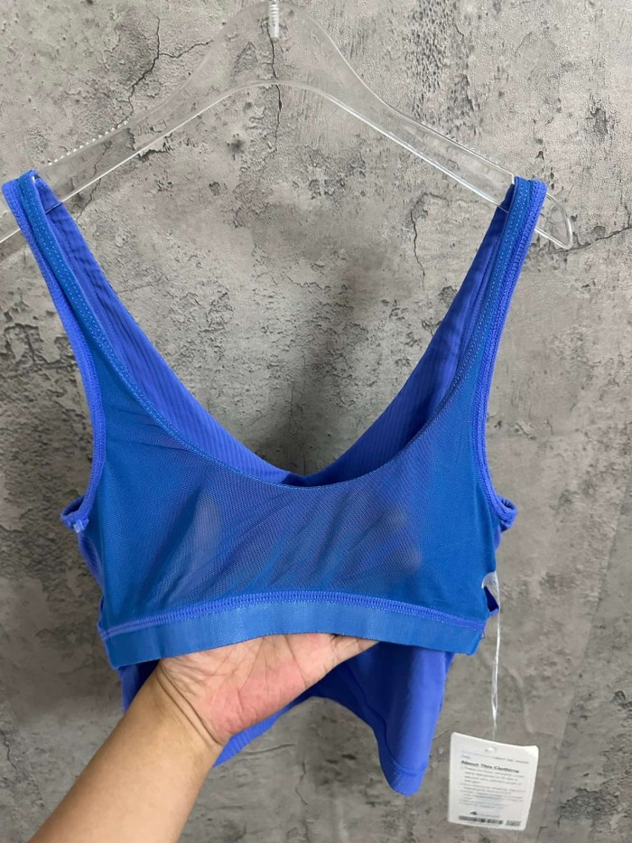 1:1 quality version V Neck Thin Strap Vertical Rib Built In Fixed Bra Pad Cropped Waist Open Back Camisole Tank Top 5 colors 29330357