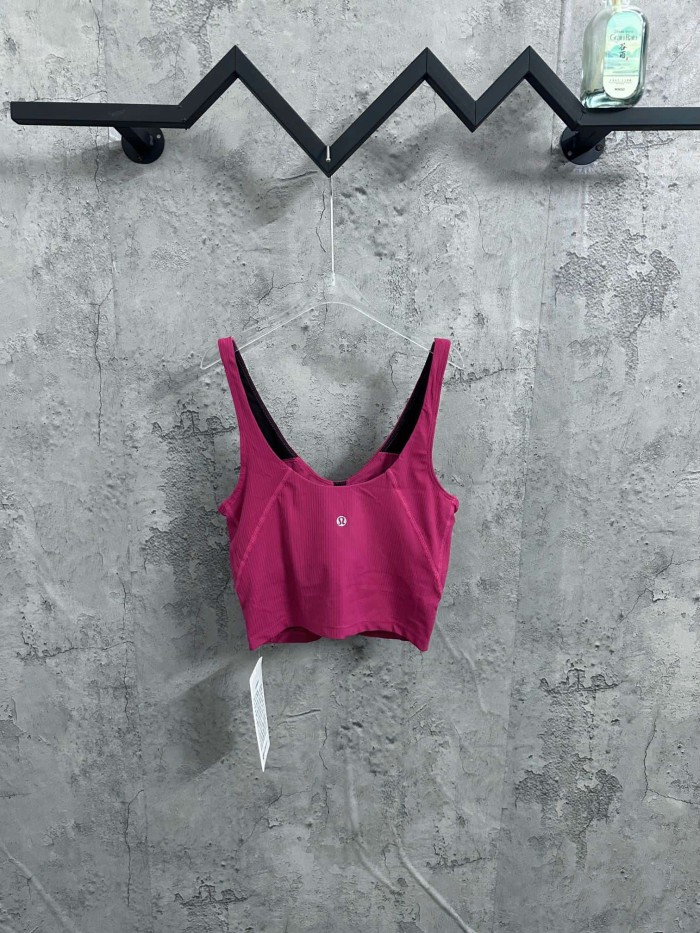 1:1 quality version V Neck Thin Strap Vertical Rib Built In Fixed Bra Pad Cropped Waist Open Back Camisole Tank Top 5 colors 29330357
