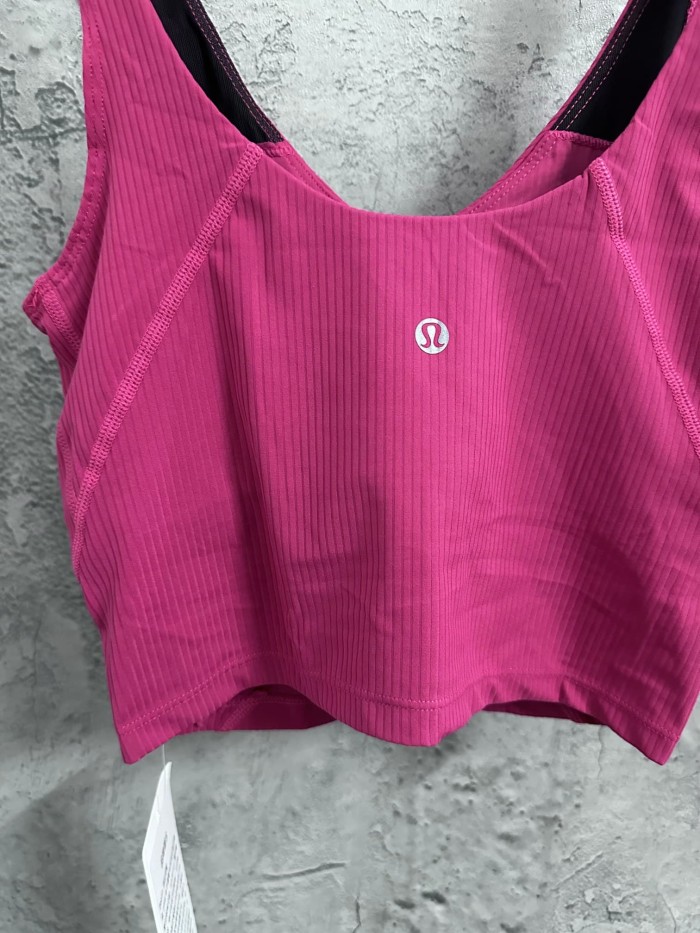 1:1 quality version V Neck Thin Strap Vertical Rib Built In Fixed Bra Pad Cropped Waist Open Back Camisole Tank Top 5 colors 29330357