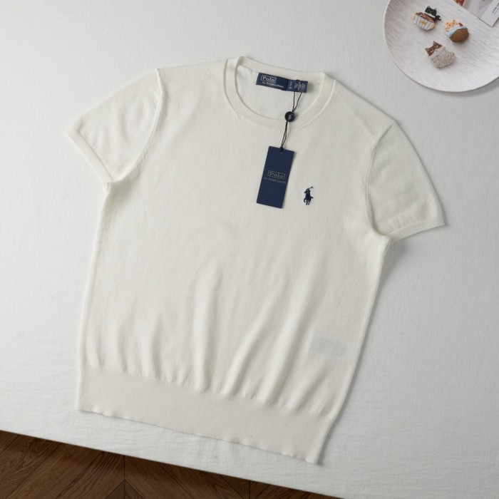 1:1 quality version Classic Pony Logo Crew Neck Knit Short Sleeve Solid Slim Thin Knit Base T-shirt  9 colors 29331741