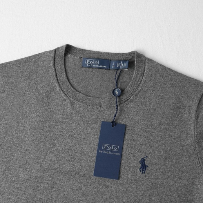1:1 quality version Classic Pony Logo Crew Neck Knit Short Sleeve Solid Slim Thin Knit Base T-shirt  9 colors 29331741