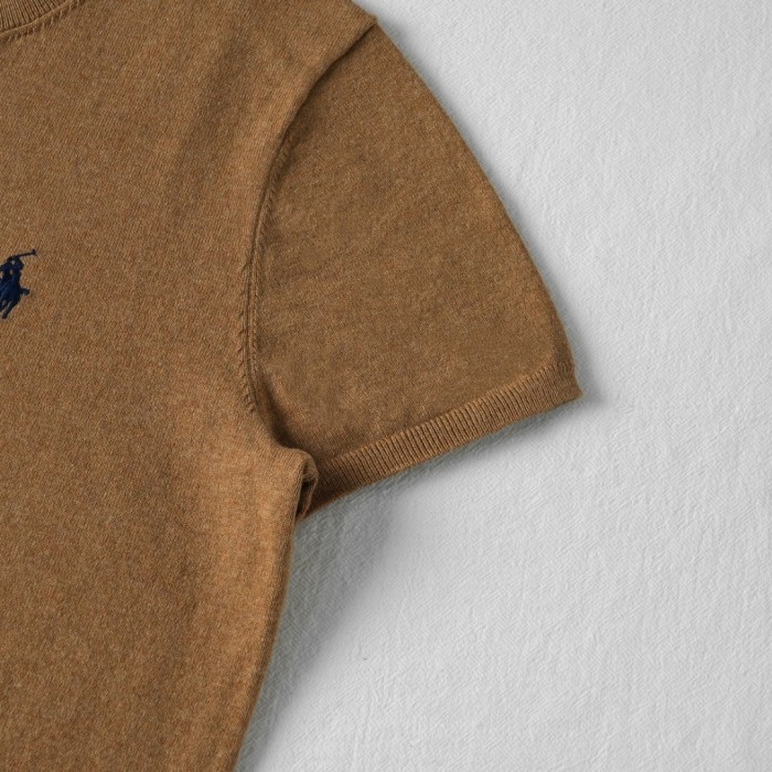 1:1 quality version Classic Pony Logo Crew Neck Knit Short Sleeve Solid Slim Thin Knit Base T-shirt  9 colors 29331741