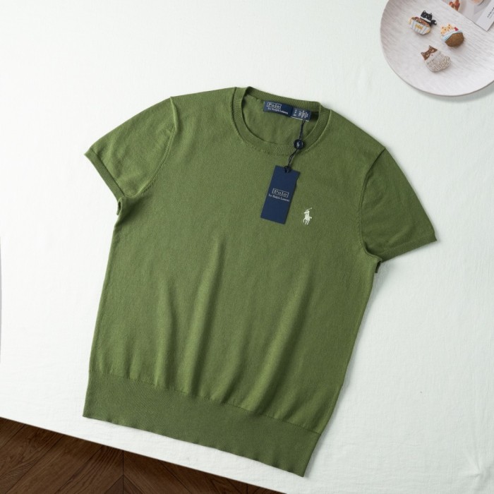 1:1 quality version Classic Pony Logo Crew Neck Knit Short Sleeve Solid Slim Thin Knit Base T-shirt  9 colors 29331741