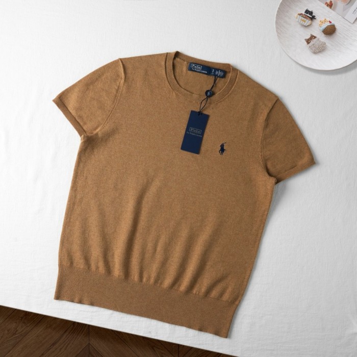 1:1 quality version Classic Pony Logo Crew Neck Knit Short Sleeve Solid Slim Thin Knit Base T-shirt  9 colors 29331741