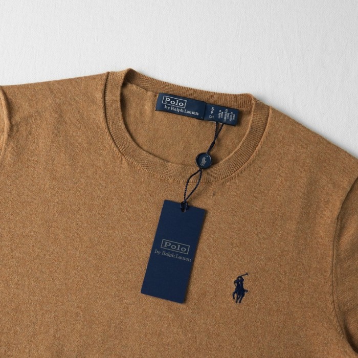 1:1 quality version Classic Pony Logo Crew Neck Knit Short Sleeve Solid Slim Thin Knit Base T-shirt  9 colors 29331741