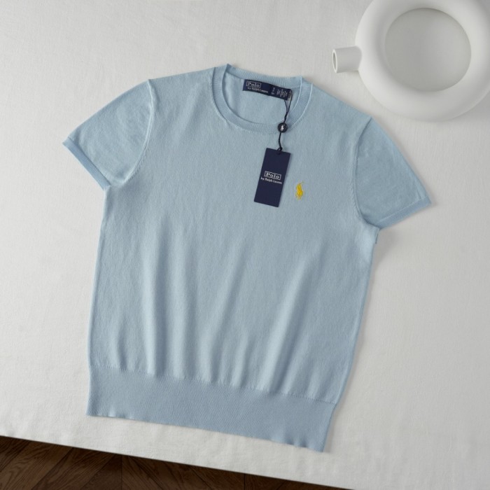 1:1 quality version Classic Pony Logo Crew Neck Knit Short Sleeve Solid Slim Thin Knit Base T-shirt  9 colors 29331741