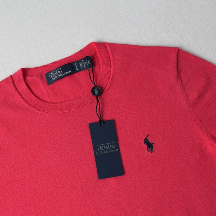 1:1 quality version Classic Pony Logo Crew Neck Knit Short Sleeve Solid Slim Thin Knit Base T-shirt  9 colors 29331741