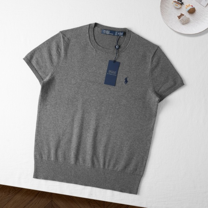 1:1 quality version Classic Pony Logo Crew Neck Knit Short Sleeve Solid Slim Thin Knit Base T-shirt  9 colors 29331741