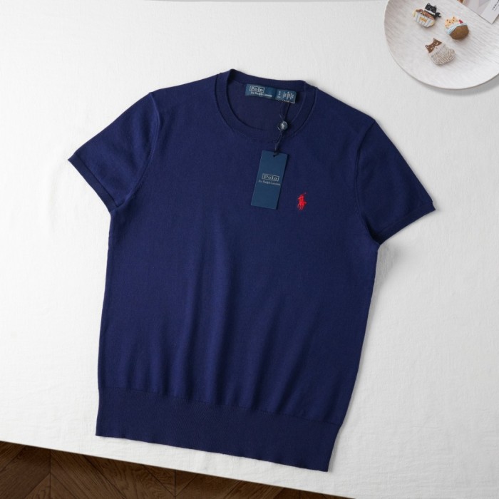 1:1 quality version Classic Pony Logo Crew Neck Knit Short Sleeve Solid Slim Thin Knit Base T-shirt  9 colors 29331741
