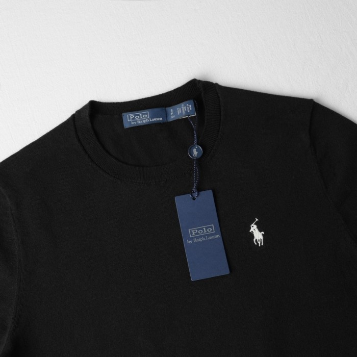 1:1 quality version Classic Pony Logo Crew Neck Knit Short Sleeve Solid Slim Thin Knit Base T-shirt  9 colors 29331741