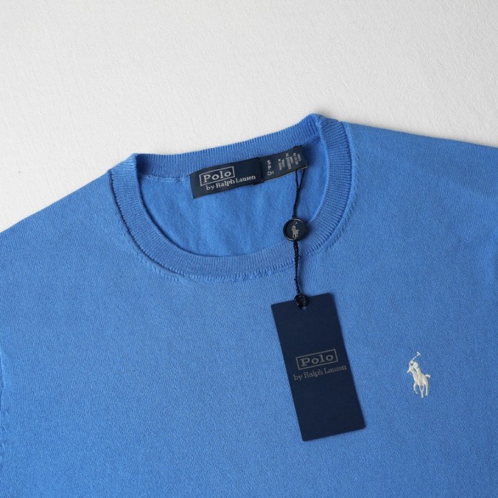 1:1 quality version Classic Pony Logo Crew Neck Knit Short Sleeve Solid Slim Thin Knit Base T-shirt  9 colors 29331741