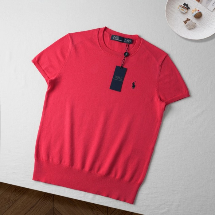 1:1 quality version Classic Pony Logo Crew Neck Knit Short Sleeve Solid Slim Thin Knit Base T-shirt  9 colors 29331741