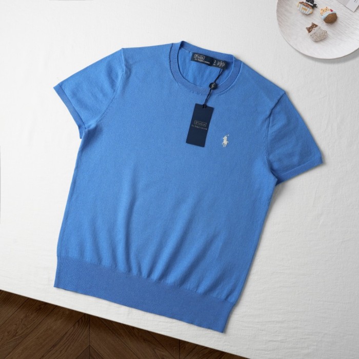 1:1 quality version Classic Pony Logo Crew Neck Knit Short Sleeve Solid Slim Thin Knit Base T-shirt  9 colors 29331741