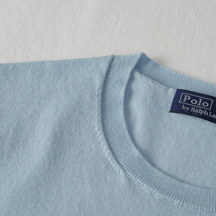 1:1 quality version Classic Pony Logo Crew Neck Knit Short Sleeve Solid Slim Thin Knit Base T-shirt  9 colors 29331741